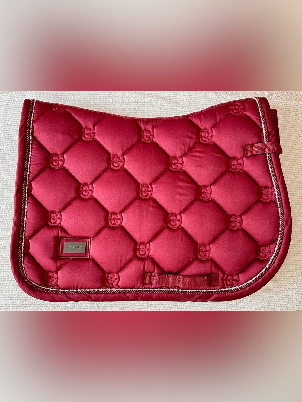 Equestrian Stockholm Satin Jumper Saddle Pad in Deep Burgundy